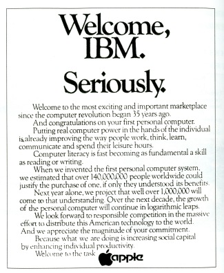 Apple's 1981 "Welcome, IBM" Ad